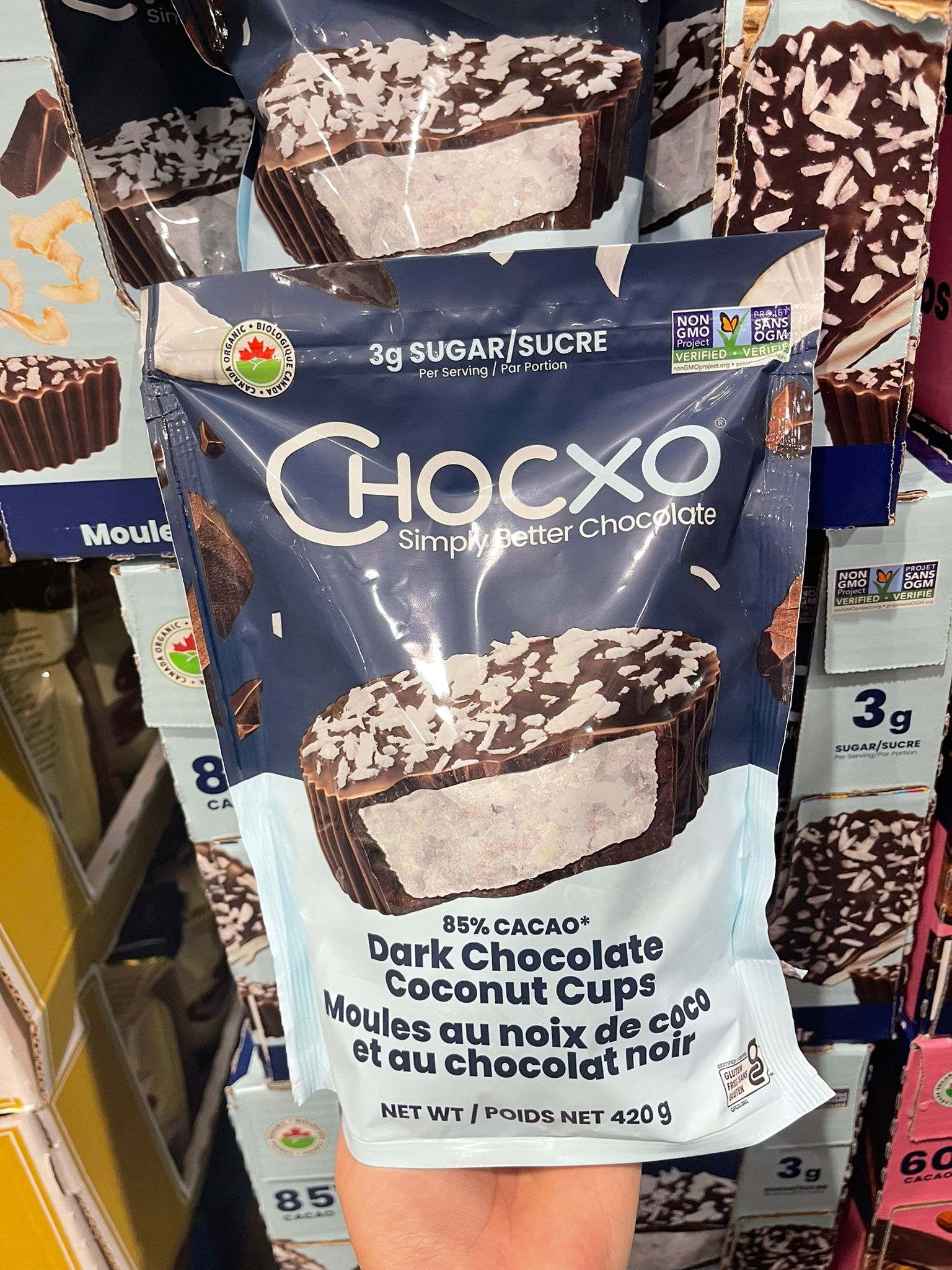 【現貨】【加拿大空運直送】 Chocxo Dark Chocolate Coconut Cups 黑朱古力椰子杯 420g 最佳食用期 : 2024.02.07
