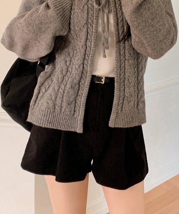 shopperland-베이 코듀로이 핀턱 하프 팬츠’벨트set’ (3color)♡韓國女裝褲