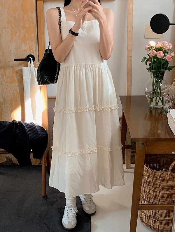 shopperland-윈터 멜르 캉캉 프릴 레이어드 롱 원피스 (2color)’가을원피스,레이어드원피스,하객룩원피스’♡韓國女裝連身裙