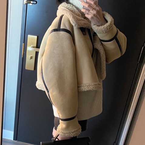 jooen-틴 페이크 스웨이드 숏 무스탕(55~77)♡韓國女裝外套