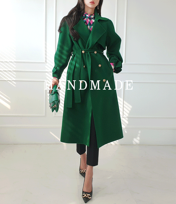 gumzzi-[하이퀄리티 핸드메이드] 샤인 컬러 핸드메이드 코트 (허리끈set)  코트/투피스 기획전 10%♡韓國女裝外套