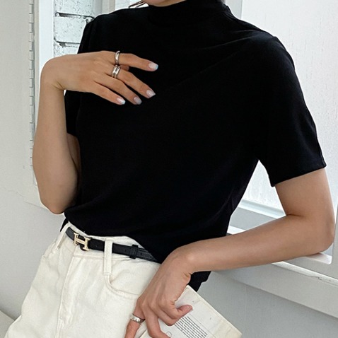 jooen-마임 베이직 반폴라티셔츠(44~66)♡韓國女裝上衣