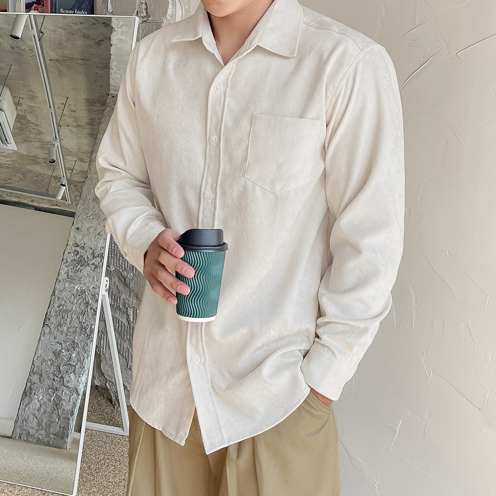 bymono-피치기모 피그먼트 솔리드 셔츠[XL,2XL,3XL,4XL]♡韓國男裝上衣