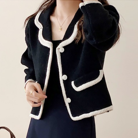 jooen-카라 숄 버튼 울 니트 자켓(55~통통66)♡韓國女裝外套