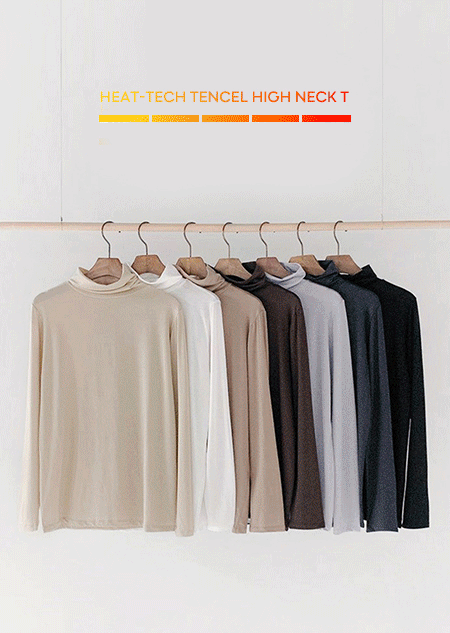 misharp-히트택 텐셀 하이넥 티셔츠 (8 color)♡韓國女裝上衣