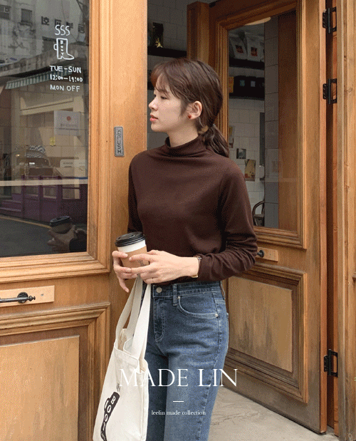 leelin-[MADE LIN[브라운,차콜]퐁듀아 로맨틱한 부드런신축 답답함 없는 반폴라[size:F(55~66)][브라운만 2차입고 11/21] ]♡韓國女裝上衣
