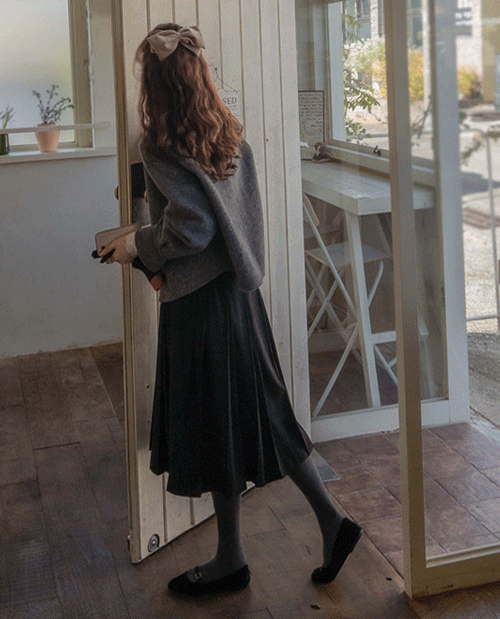 leelin-[[LABEL] 안젤리아 슈가주름 플레어 스웨이드 스커트[size:F(55~66)]]♡韓國女裝裙